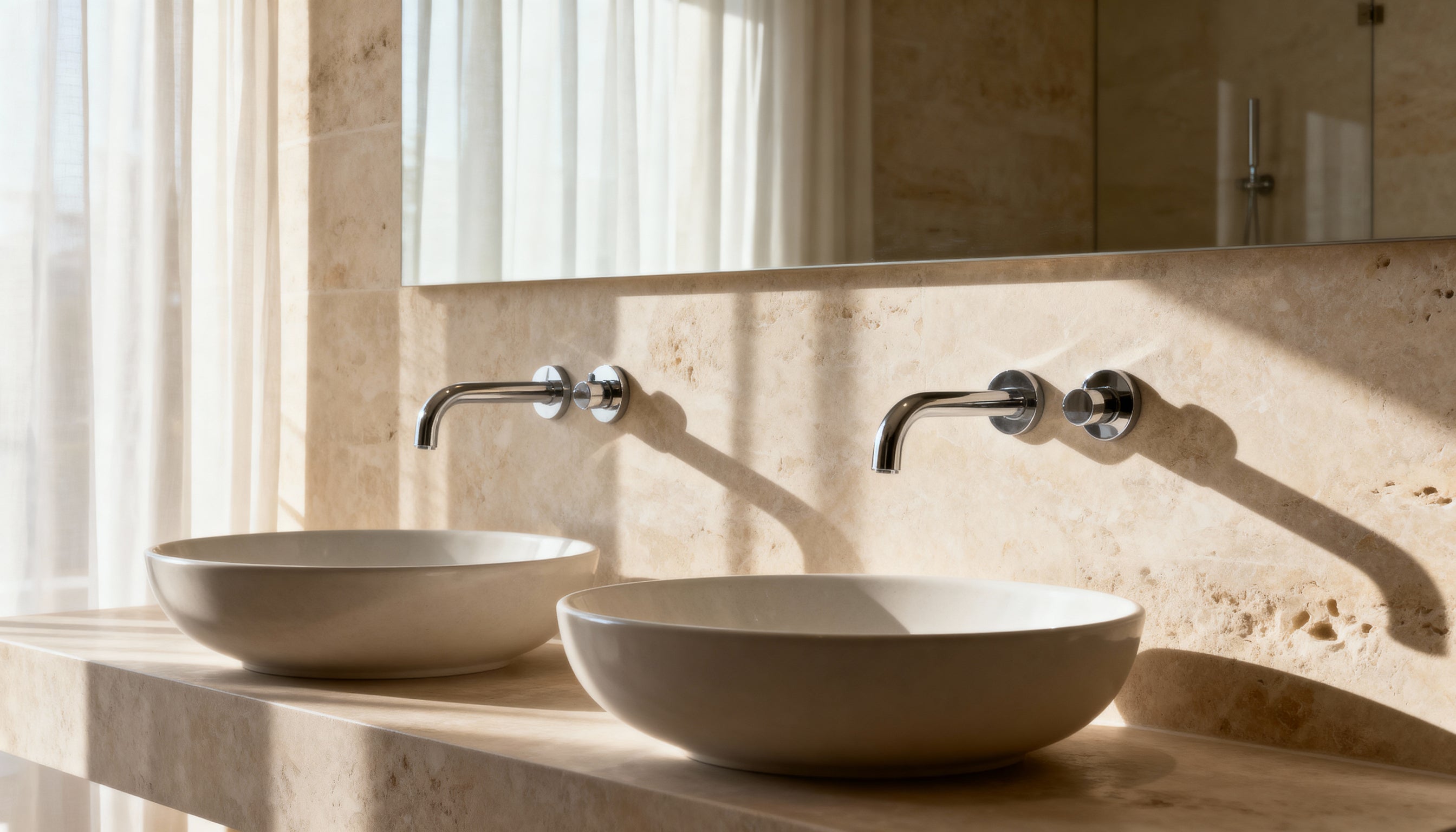 ברזים מהקיר לכיור רחצה